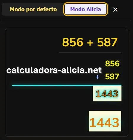 Visualización de suma en modo Alicia